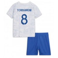 Koszulka piłkarska Francja Aurelien Tchouameni #8 Strój wyjazdowy dla dzieci MŚ 2022 tanio Krótki Rękaw (+ Krótkie spodenki)
